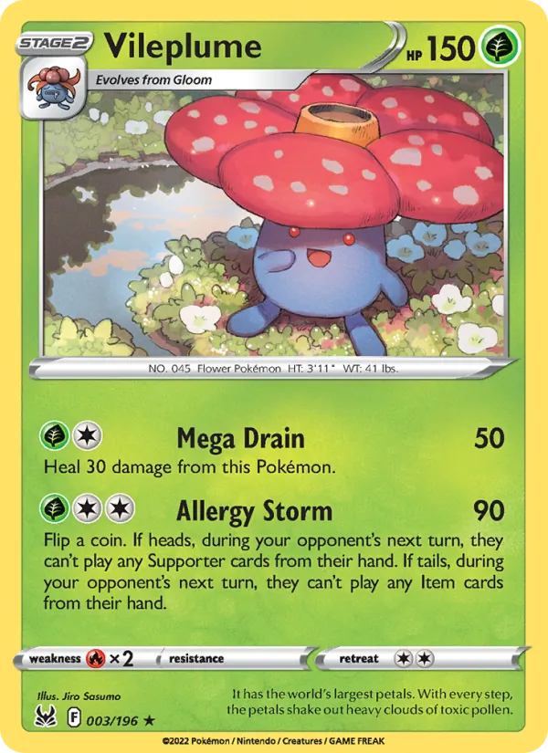 Vileplume — Lost Origin #003 (Pokémon TCG card)