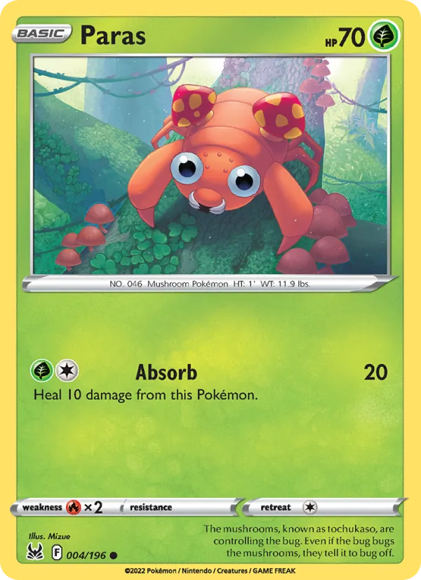 Paras — Lost Origin #004 (Pokémon TCG card)