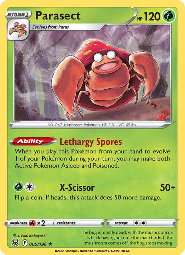 Parasect — Lost Origin #005 (Pokémon TCG card)