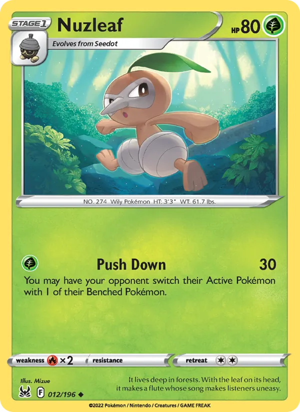 Nuzleaf — Lost Origin #012 (Pokémon TCG card)