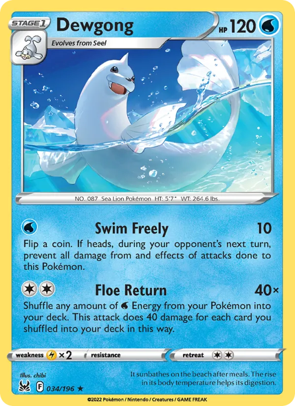 Dewgong — Lost Origin #034 (Pokémon TCG card)