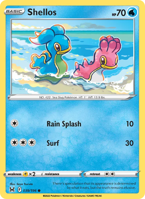 Shellos — Lost Origin #039 (Pokémon TCG card)