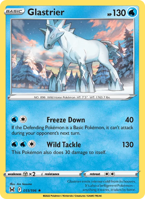 Glastrier — Lost Origin #051 (Pokémon TCG card)