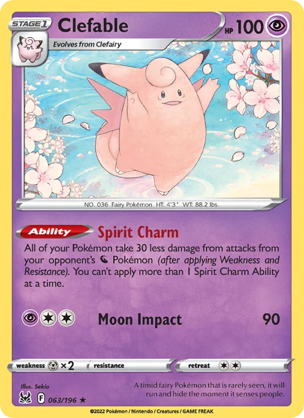 Clefable — Lost Origin #063 (Pokémon TCG card)