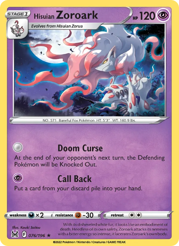Hisuian Zoroark — Lost Origin #076 (Pokémon TCG card)