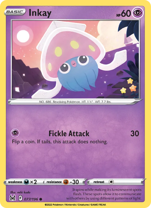 Inkay — Lost Origin #077 (Pokémon TCG card)