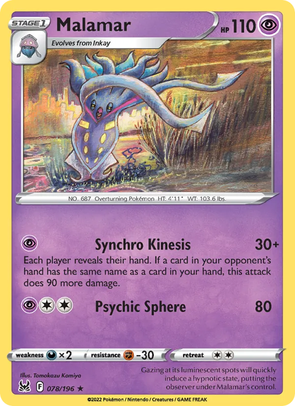 Malamar — Lost Origin #078 (Pokémon TCG card)