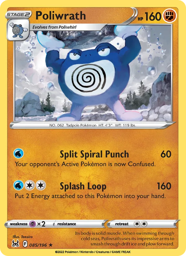 Poliwrath — Lost Origin #085 (Pokémon TCG card)