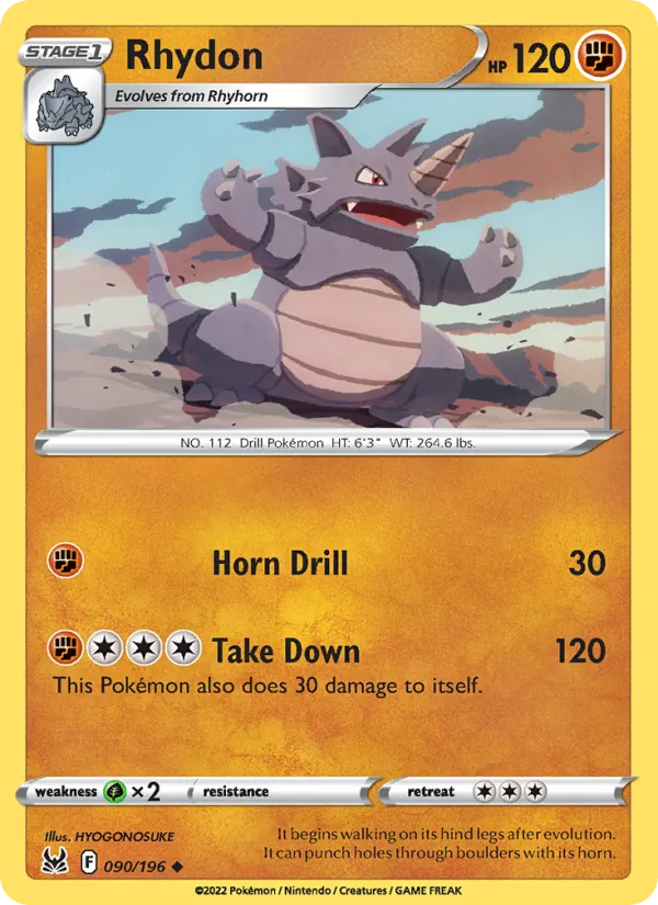 Rhydon — Lost Origin #090 (Pokémon TCG card)