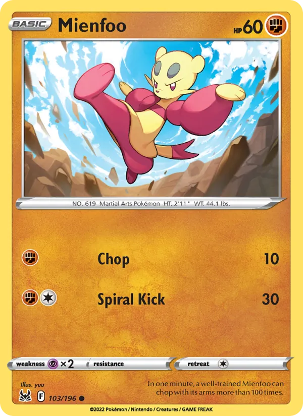 Mienfoo — Lost Origin #103 (Pokémon TCG card)