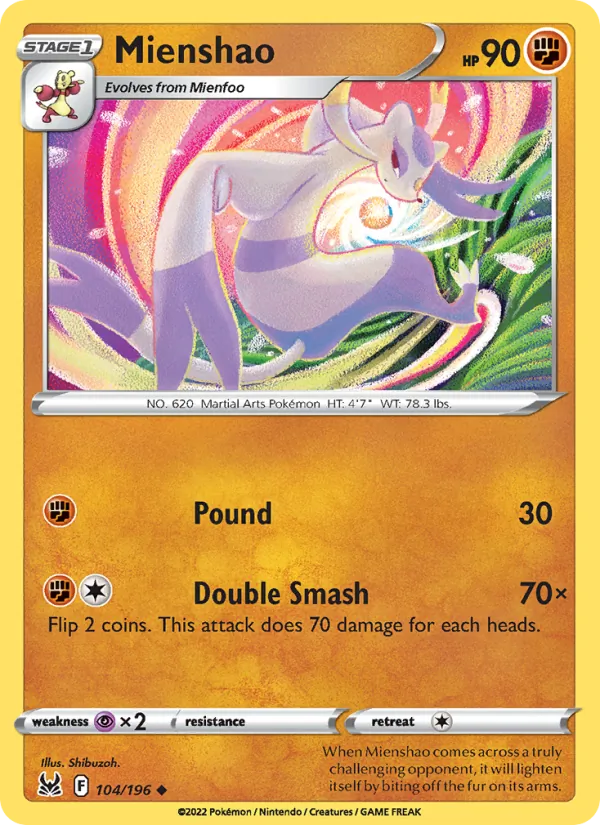 Mienshao — Lost Origin #104 (Pokémon TCG card)