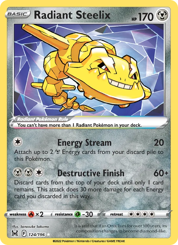 Radiant Steelix — Lost Origin #124 (Pokémon TCG card)