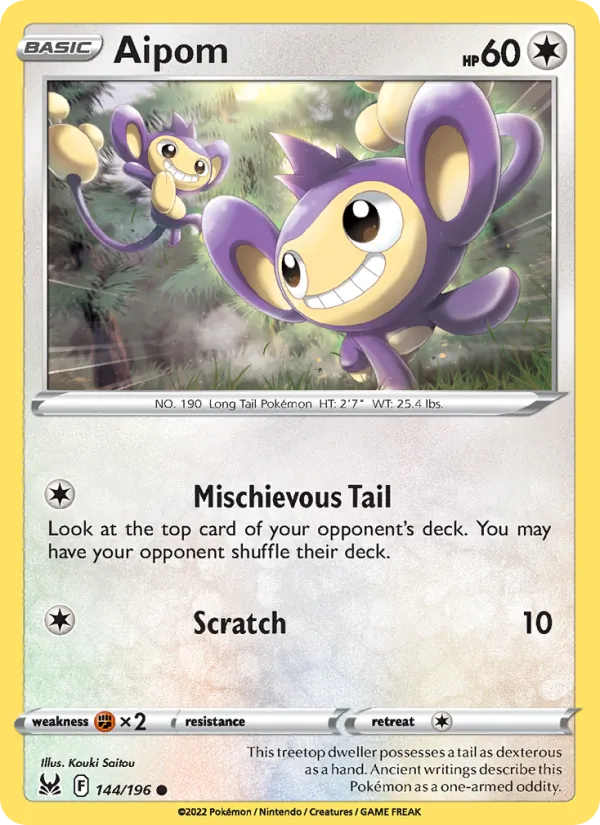 Aipom — Lost Origin #144 (Pokémon TCG card)