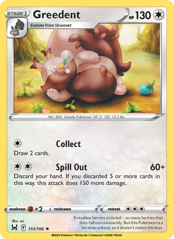 Greedent — Lost Origin #151 (Pokémon TCG card)