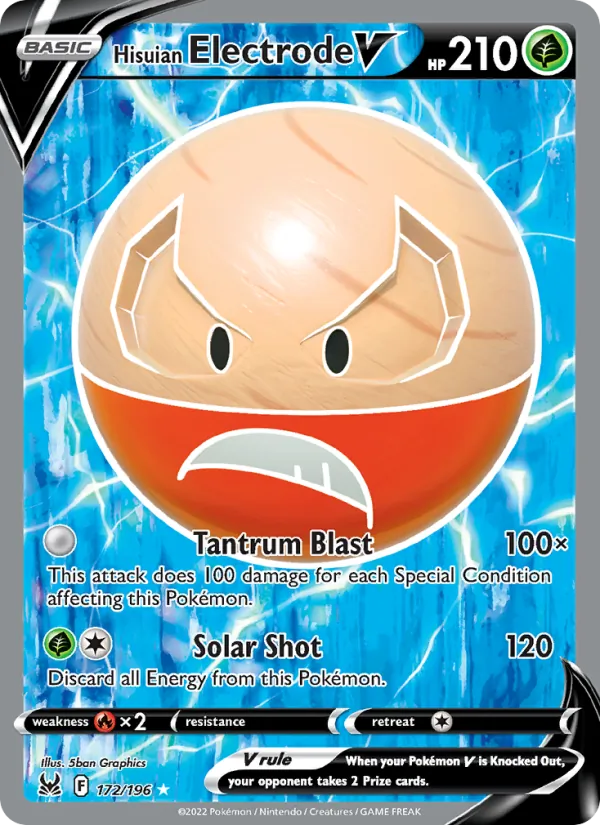 Hisuian Electrode V — Lost Origin #172 (Pokémon TCG card)