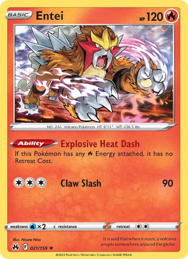 Entei — Crown Zenith #021 (Pokémon TCG card)