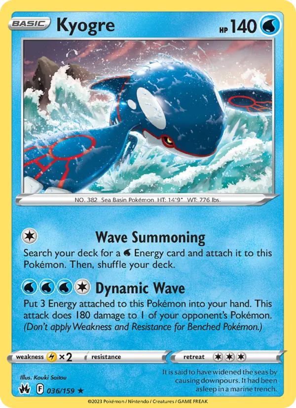 Kyogre — Crown Zenith #036 (Pokémon TCG card)