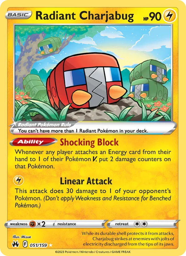 Radiant Charjabug — Crown Zenith #051 (Pokémon TCG card)