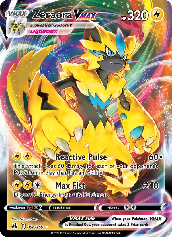 Zeraora VMAX — Crown Zenith #054 (Pokémon TCG card)