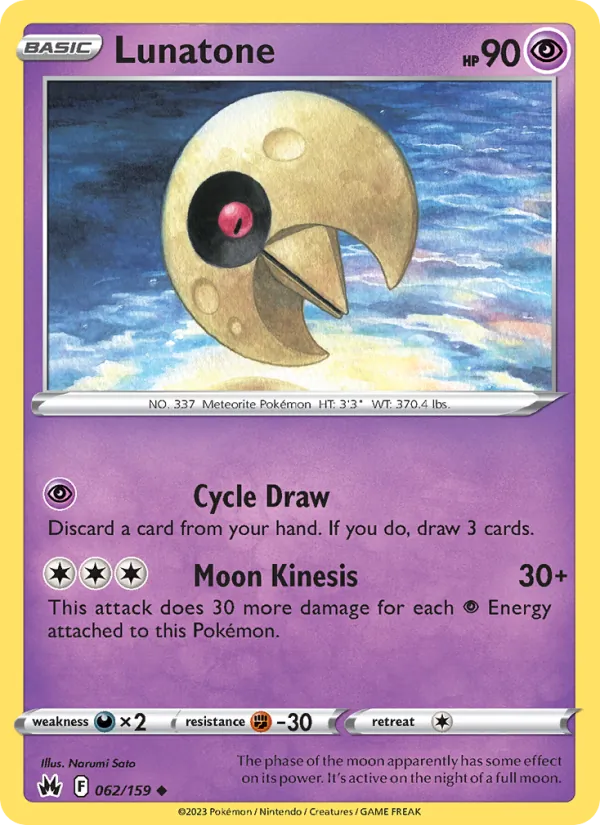 Lunatone — Crown Zenith #062 (Pokémon TCG card)