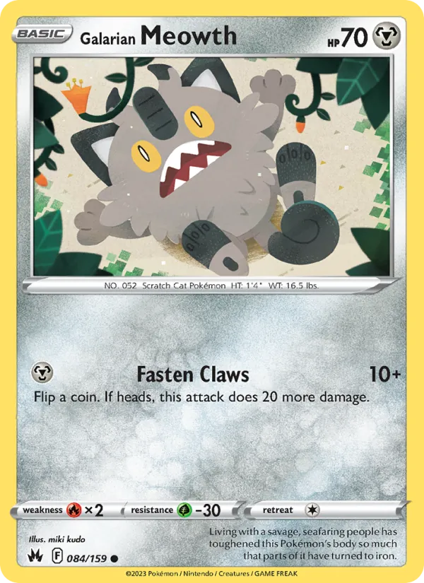 Galarian Meowth — Crown Zenith #084 (Pokémon TCG card)