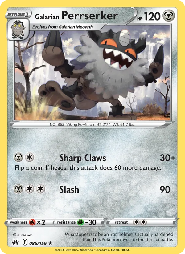 Galarian Perrserker — Crown Zenith #085 (Pokémon TCG card)