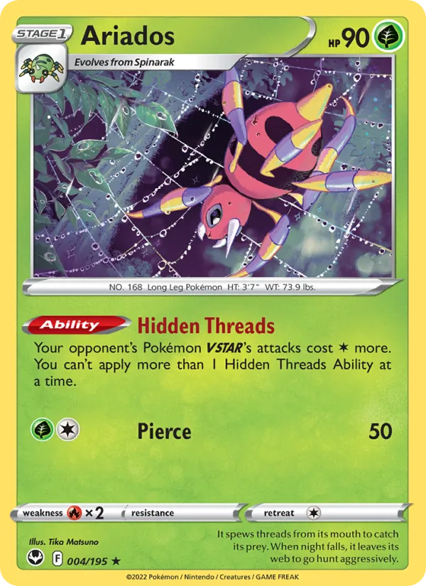 Ariados — Silver Tempest #004 (Pokémon TCG card)