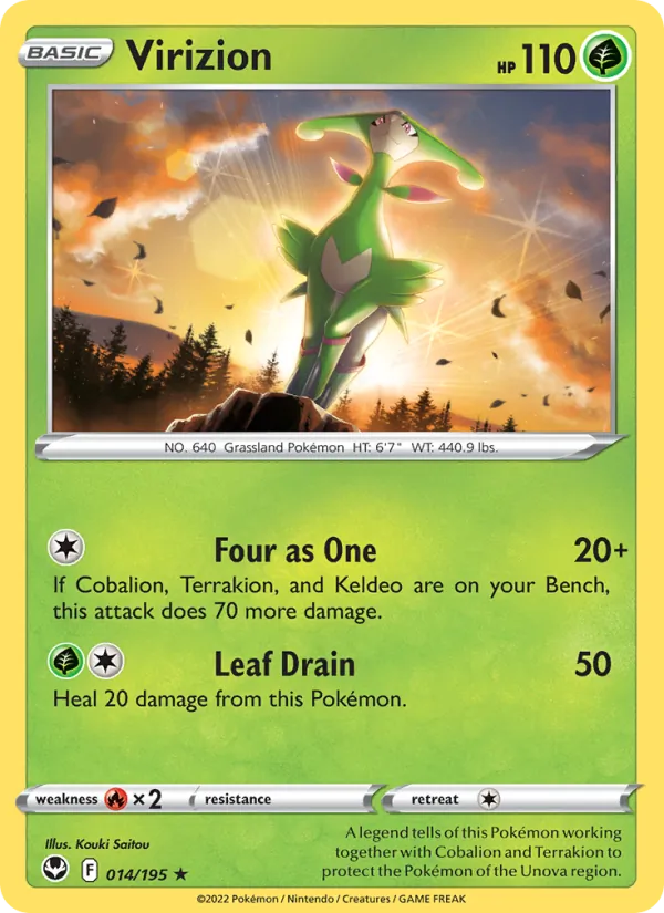 Virizion — Silver Tempest #014 (Pokémon TCG card)