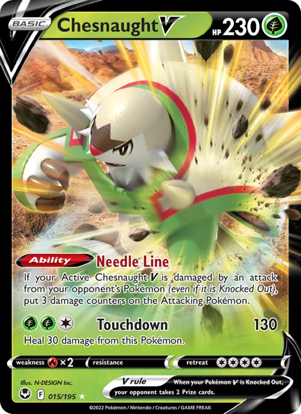 Chesnaught V — Silver Tempest #015 (Pokémon TCG card)