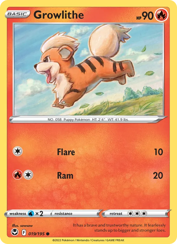 Growlithe — Silver Tempest #019 (Pokémon TCG card)