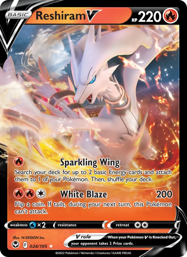 Reshiram V — Silver Tempest #024 (Pokémon TCG card)