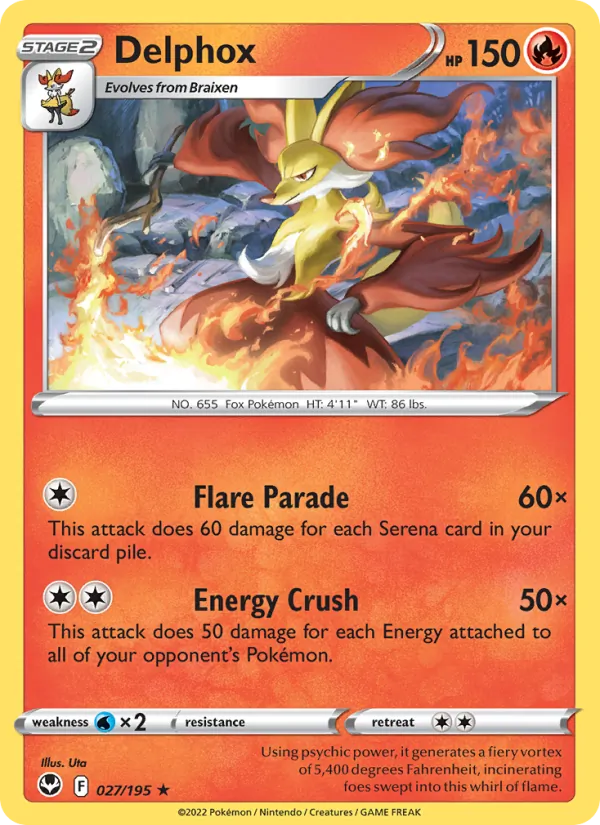 Delphox — Silver Tempest #027 (Pokémon TCG card)