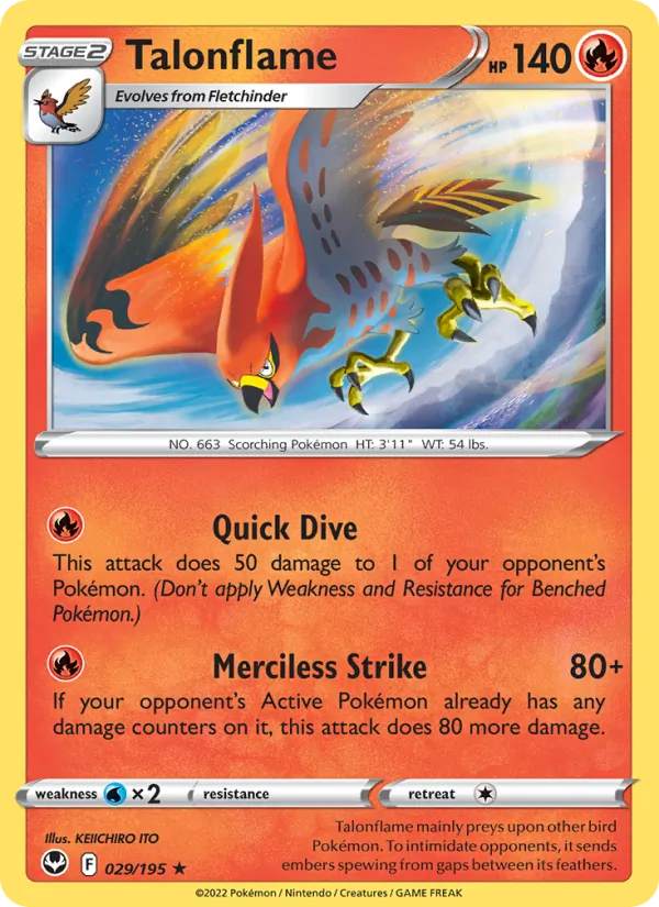 Talonflame — Silver Tempest #029 (Pokémon TCG card)