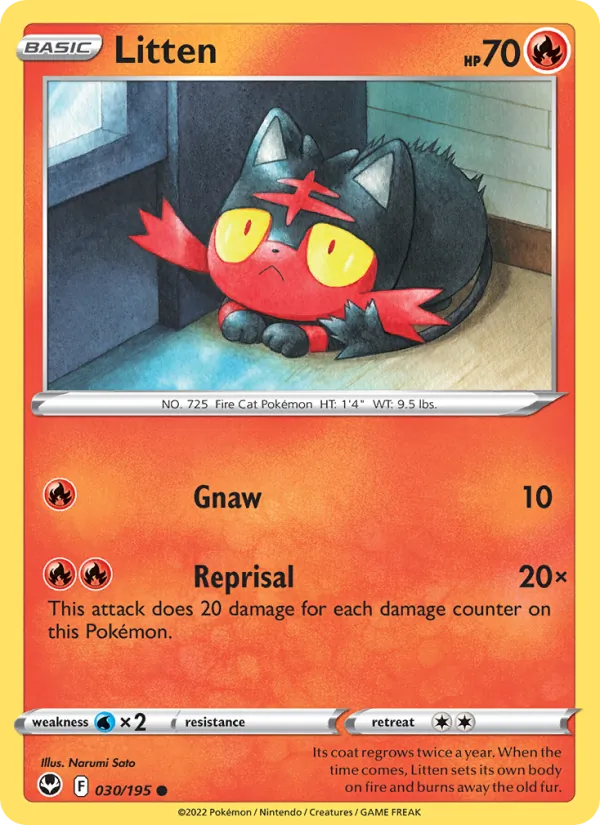 Litten — Silver Tempest #030 (Pokémon TCG card)