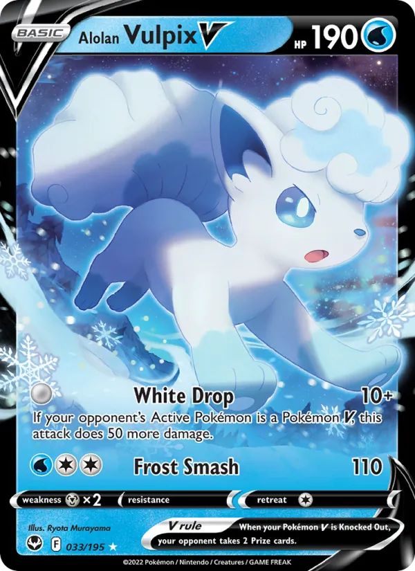 Alolan Vulpix V — Silver Tempest #033 (Pokémon TCG card)
