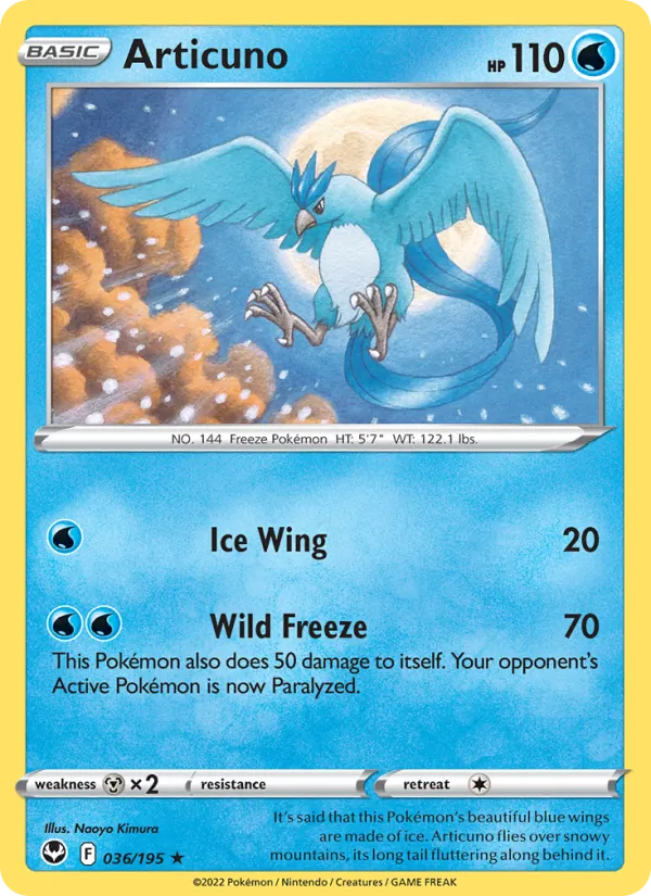 Articuno — Silver Tempest #036 (Pokémon TCG card)