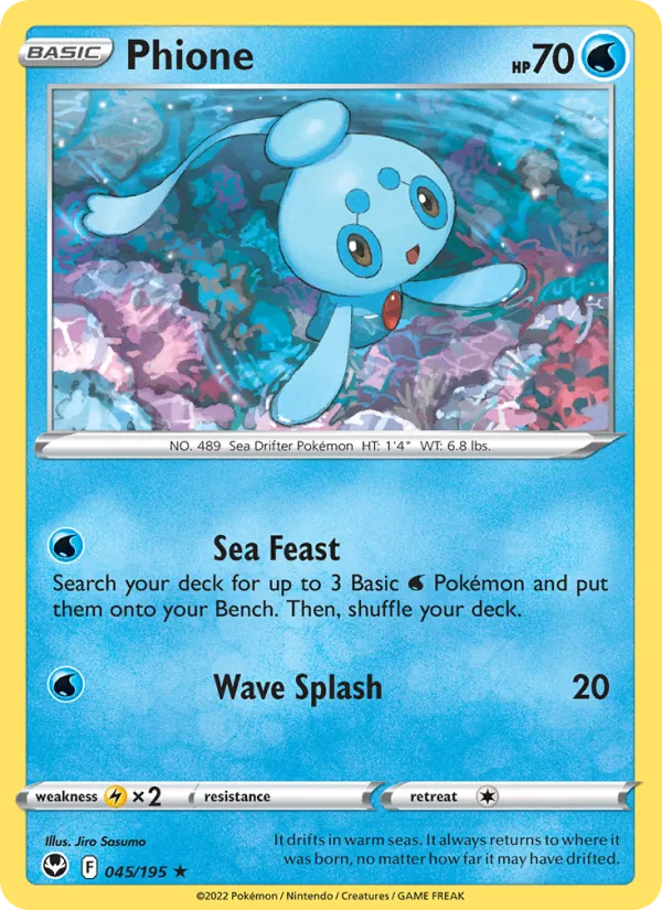Phione — Silver Tempest #045 (Pokémon TCG card)