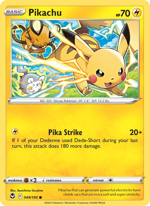 Pikachu — Silver Tempest #049 (Pokémon TCG card)