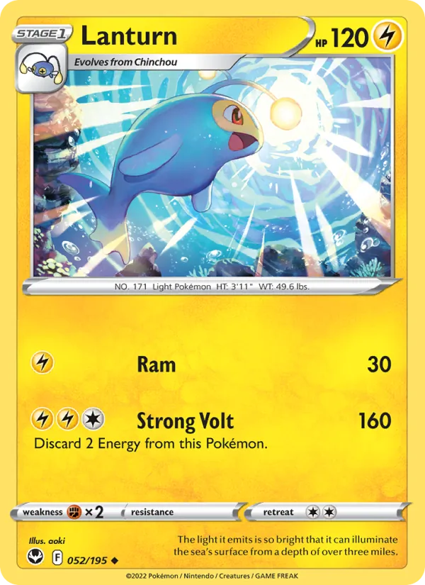 Lanturn — Silver Tempest #052 (Pokémon TCG card)