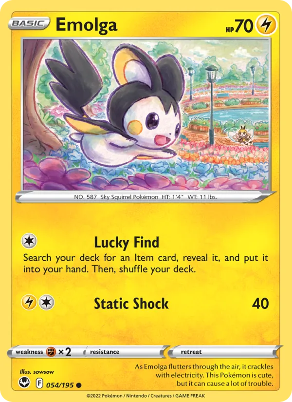 Emolga — Silver Tempest #054 (Pokémon TCG card)