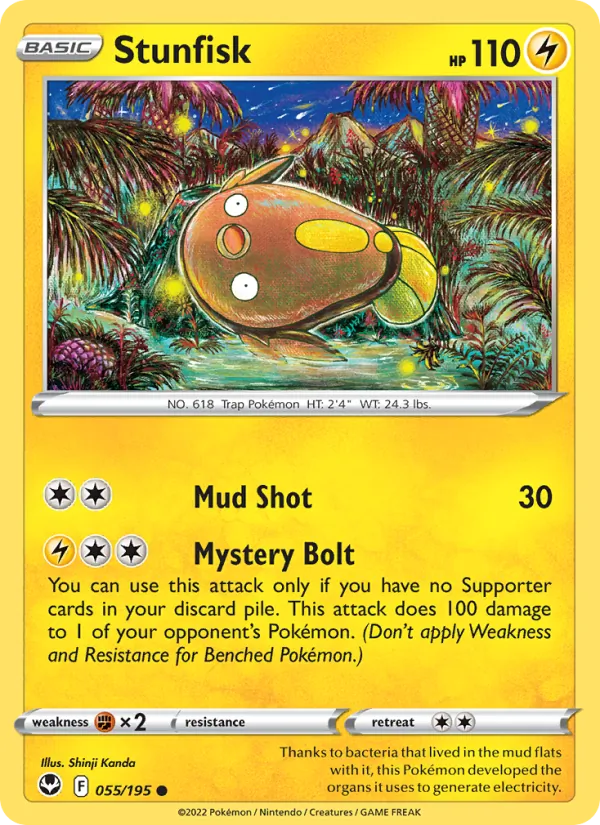 Stunfisk — Silver Tempest #055 (Pokémon TCG card)