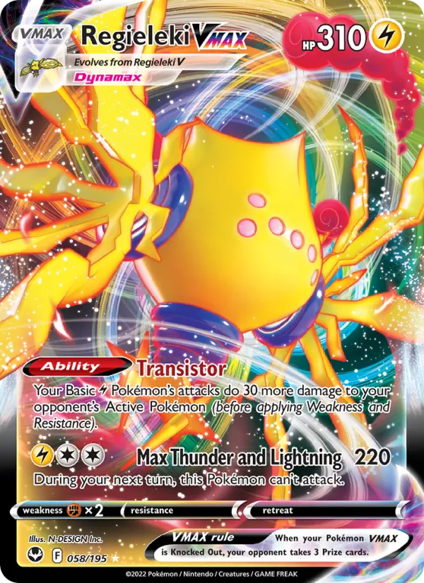 Regieleki VMAX — Silver Tempest #058 (Pokémon TCG card)