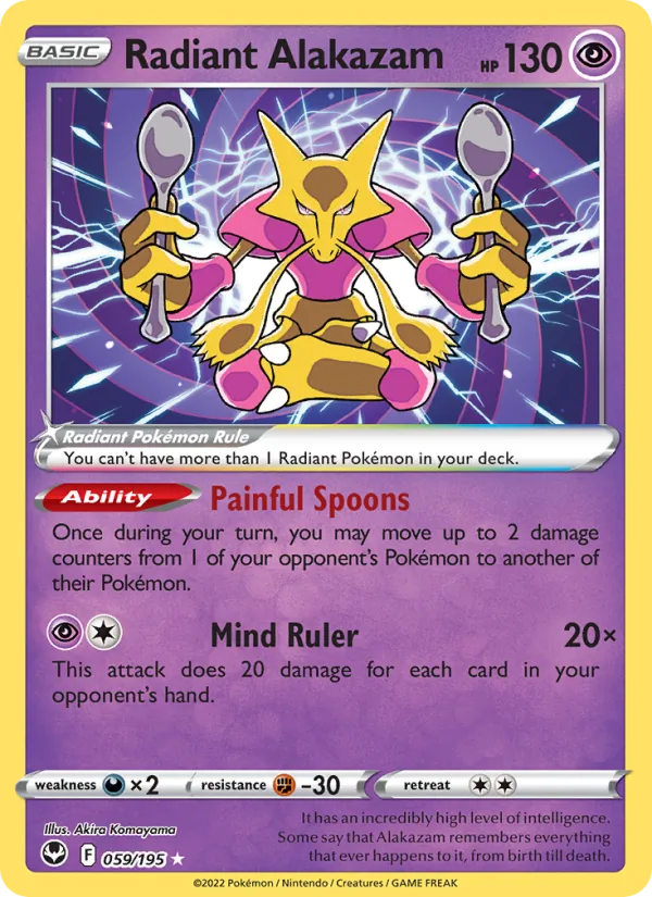 Radiant Alakazam — Silver Tempest #059 (Pokémon TCG card)