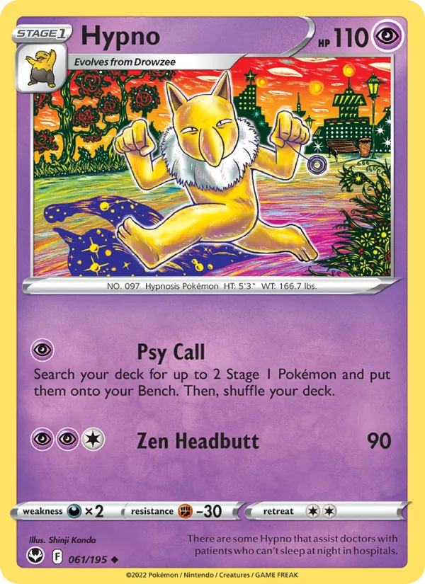 Hypno — Silver Tempest #061 (Pokémon TCG card)
