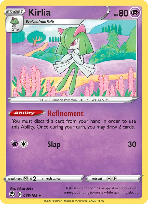 Kirlia — Silver Tempest #068 (Pokémon TCG card)