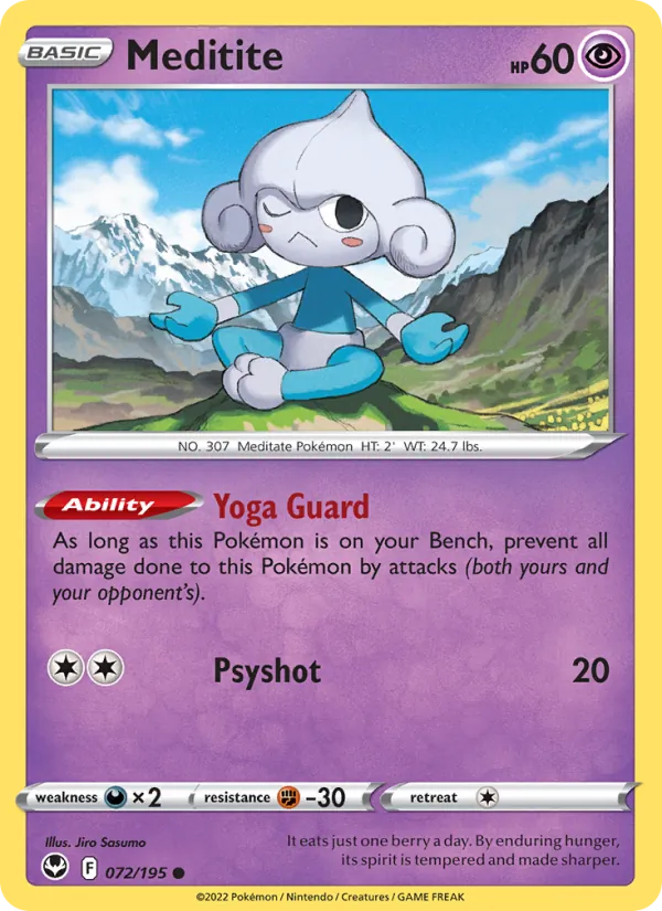 Meditite — Silver Tempest #072 (Pokémon TCG card)