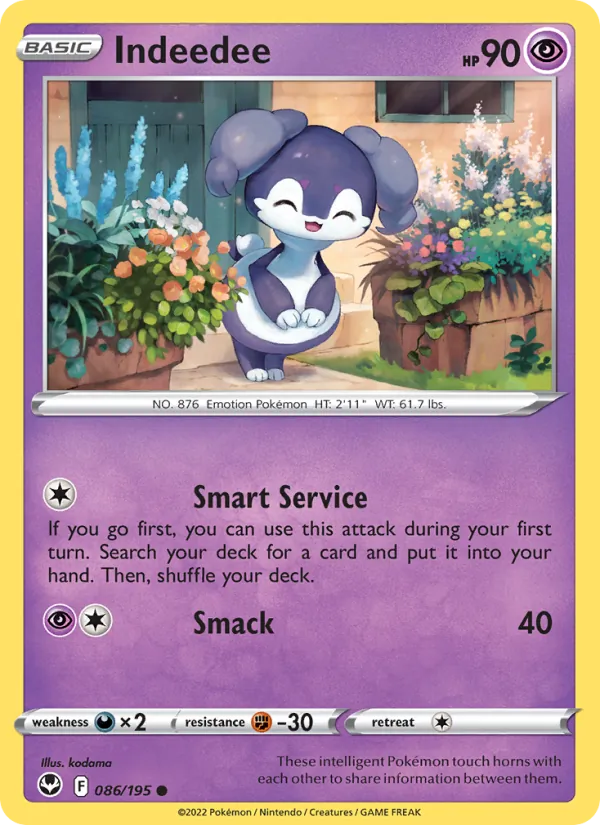 Indeedee — Silver Tempest #086 (Pokémon TCG card)