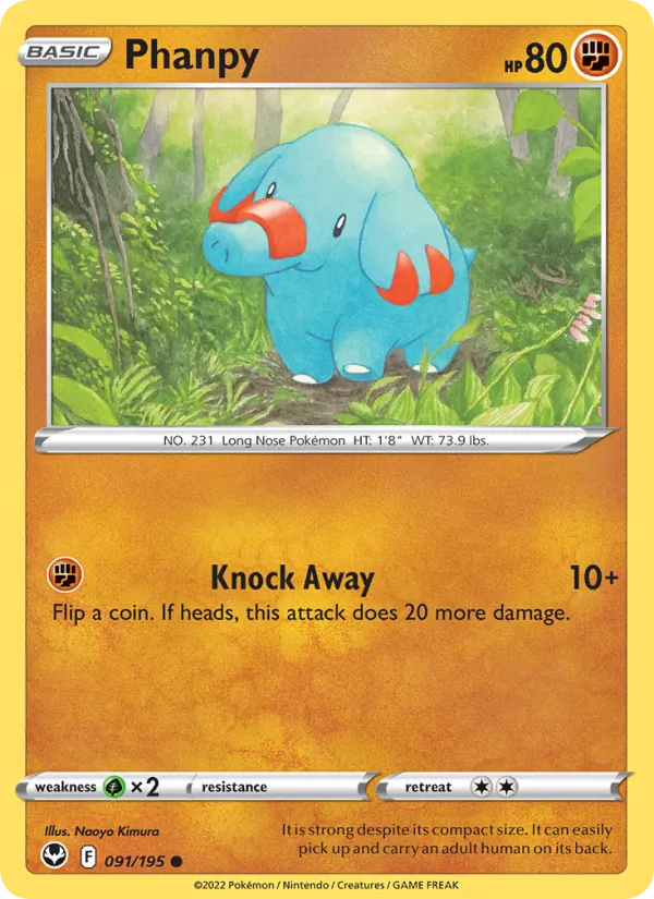 Phanpy — Silver Tempest #091 (Pokémon TCG card)