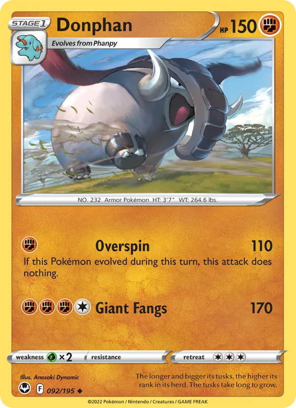 Donphan — Silver Tempest #092 (Pokémon TCG card)