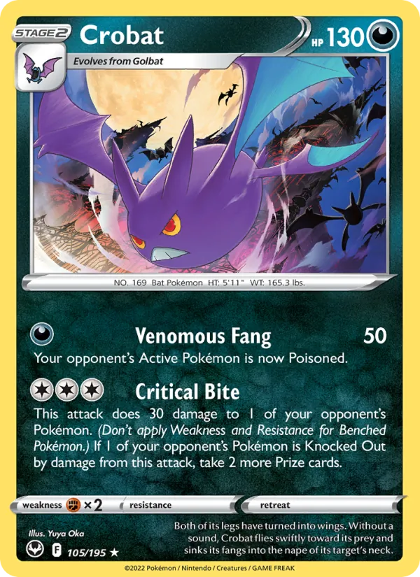 Crobat — Silver Tempest #105 (Pokémon TCG card)